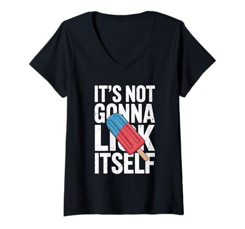 Damen Not Gonna Lick Itself Popsicle Independence Day 4. Juli T-Shirt mit V-Ausschnitt Damen Not Gonna Lick Itself Popsicle Independence Day 4. Juli T-Shirt mit V-Ausschnitt von 4th of July Patriotic Party Style