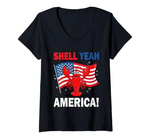 Damen Shell yeah Amerika 4. Juli Lustige Feier T-Shirt mit V-Ausschnitt Damen Shell yeah Amerika 4. Juli Lustige Feier T-Shirt mit V-Ausschnitt von 4th of July Patriotic Shellfish Celebration