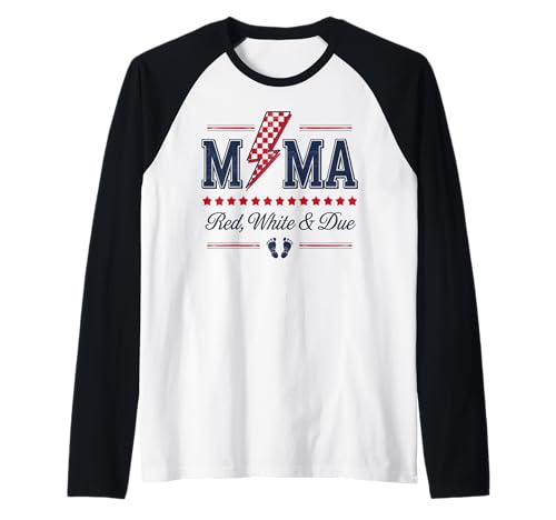 Mama Red White and Due 4. Juli Schwangerschaftsankündigung Raglan Mama Red White and Due 4. Juli Schwangerschaftsankündigung Raglan von 4th of July Pregnancy Announcement Apparels.