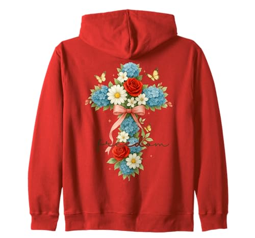 4. Juli Patriotisches christliches Kreuz Floral Freedom Women Kapuzenjacke 4. Juli Patriotisches christliches Kreuz Floral Freedom Women Kapuzenjacke von 4th of July Tees NYC