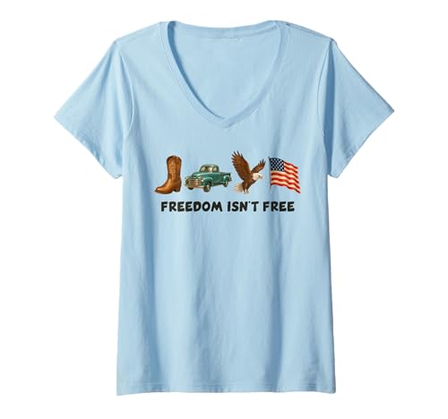 Damen 4. Juli Patriotische Semiquincentennial Veteran Freedom USA T-Shirt mit V-Ausschnitt Damen 4. Juli Patriotische Semiquincentennial Veteran Freedom USA T-Shirt mit V-Ausschnitt von 4th of July Tees NYC