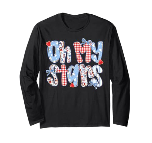 Oh My Stars 4. Juli Preppy Plaid Gingham Patchwork Damen Langarmshirt Oh My Stars 4. Juli Preppy Plaid Gingham Patchwork Damen Langarmshirt von 4th of July Tees NYC