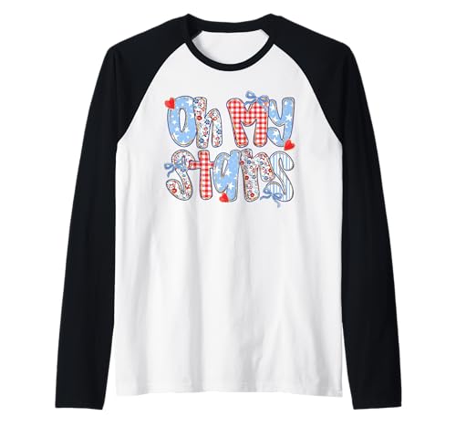 Oh My Stars 4. Juli Preppy Plaid Gingham Patchwork Damen Raglan Oh My Stars 4. Juli Preppy Plaid Gingham Patchwork Damen Raglan von 4th of July Tees NYC
