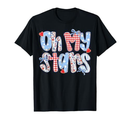 Oh My Stars 4. Juli Preppy Plaid Gingham Patchwork Damen T-Shirt Oh My Stars 4. Juli Preppy Plaid Gingham Patchwork Damen T-Shirt von 4th of July Tees NYC