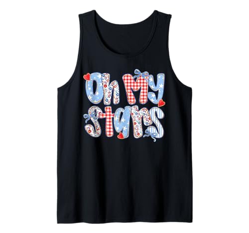 Oh My Stars 4. Juli Preppy Plaid Gingham Patchwork Damen Tank Top Oh My Stars 4. Juli Preppy Plaid Gingham Patchwork Damen Tank Top von 4th of July Tees NYC