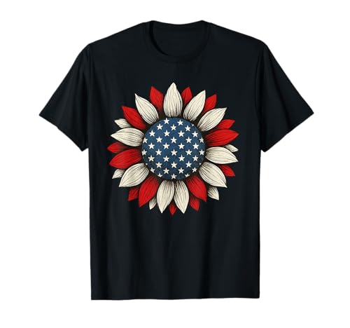 Sonnenblume 4. Juli Amerikanische Flagge Damen Herren Amerika USA T-Shirt Sonnenblume 4. Juli Amerikanische Flagge Damen Herren Amerika USA T-Shirt von 4th of july sunflower Patriotic Tees