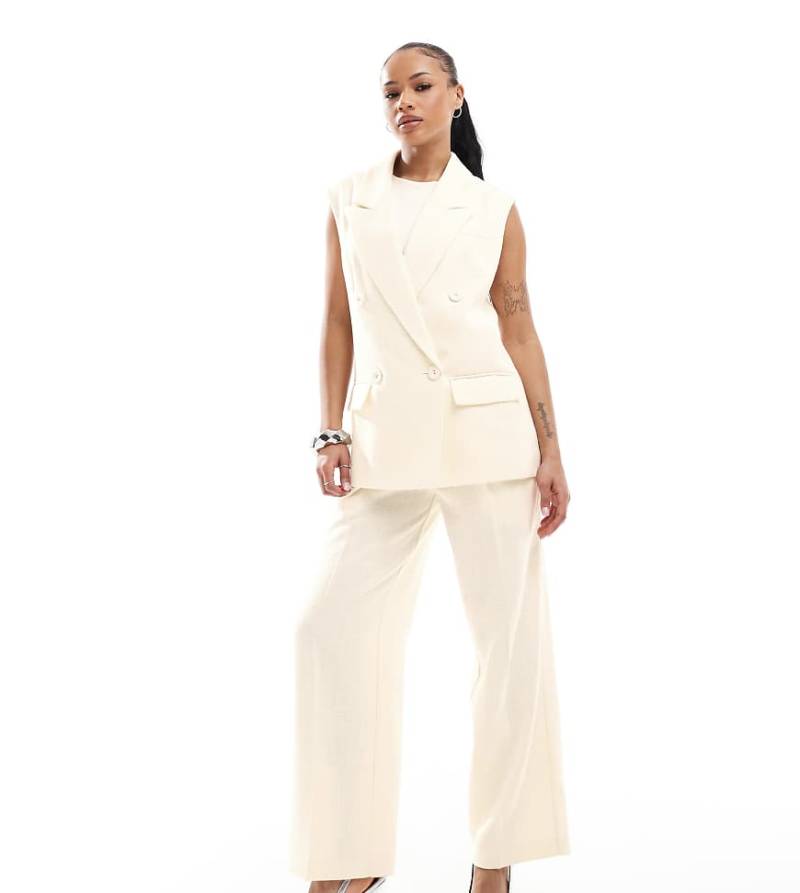 4th & Reckless Petite - Elegante, ärmellose Longline-Weste in Buttermilchgelb, Kombiteil von 4th & Reckless Petite