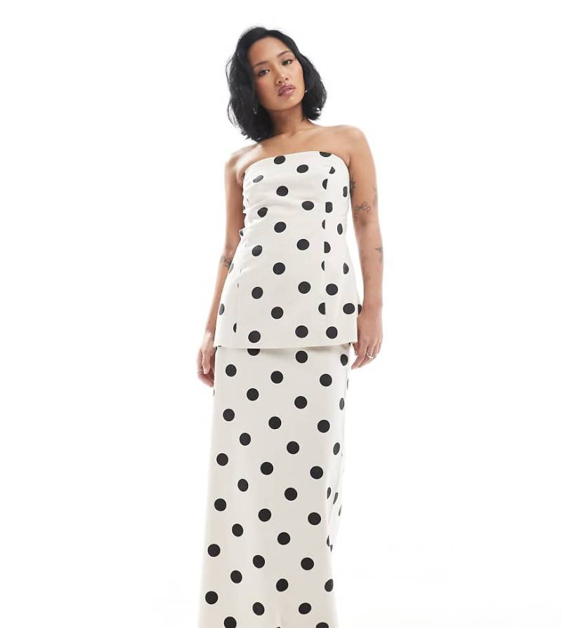 4th & Reckless Petite - Exclusive - Maxirock aus Leinenmix in Cremeweiß gepunktet, Kombiteil-Bunt von 4th & Reckless Petite