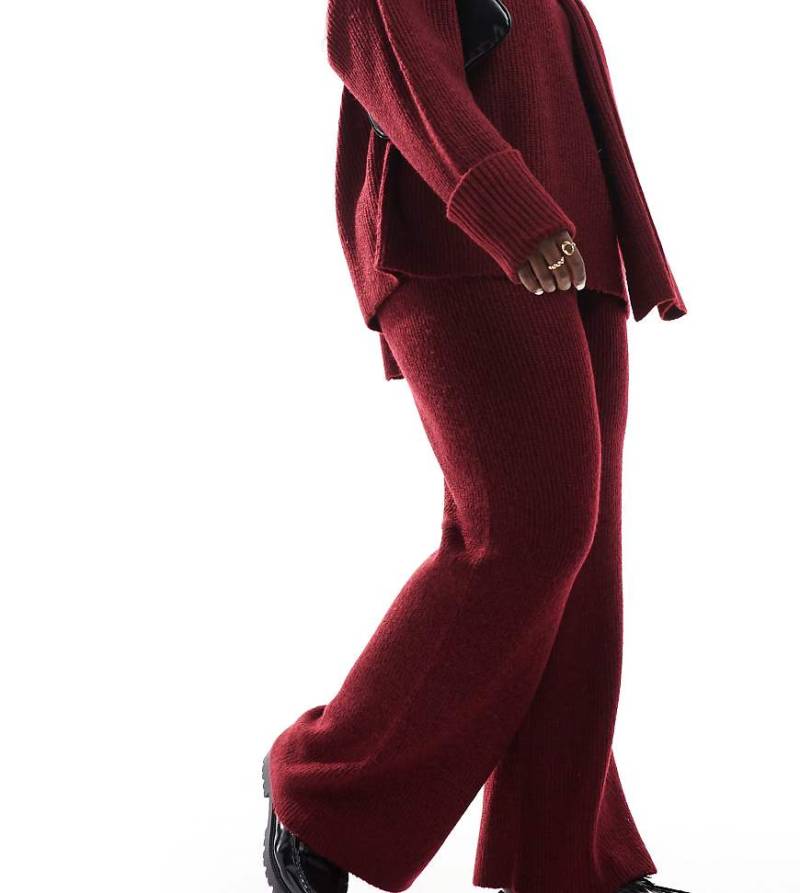 4th & Reckless Plus - Strickhose in Burgunderrot mit weitem Schnitt, Kombiteil von 4th & Reckless Plus