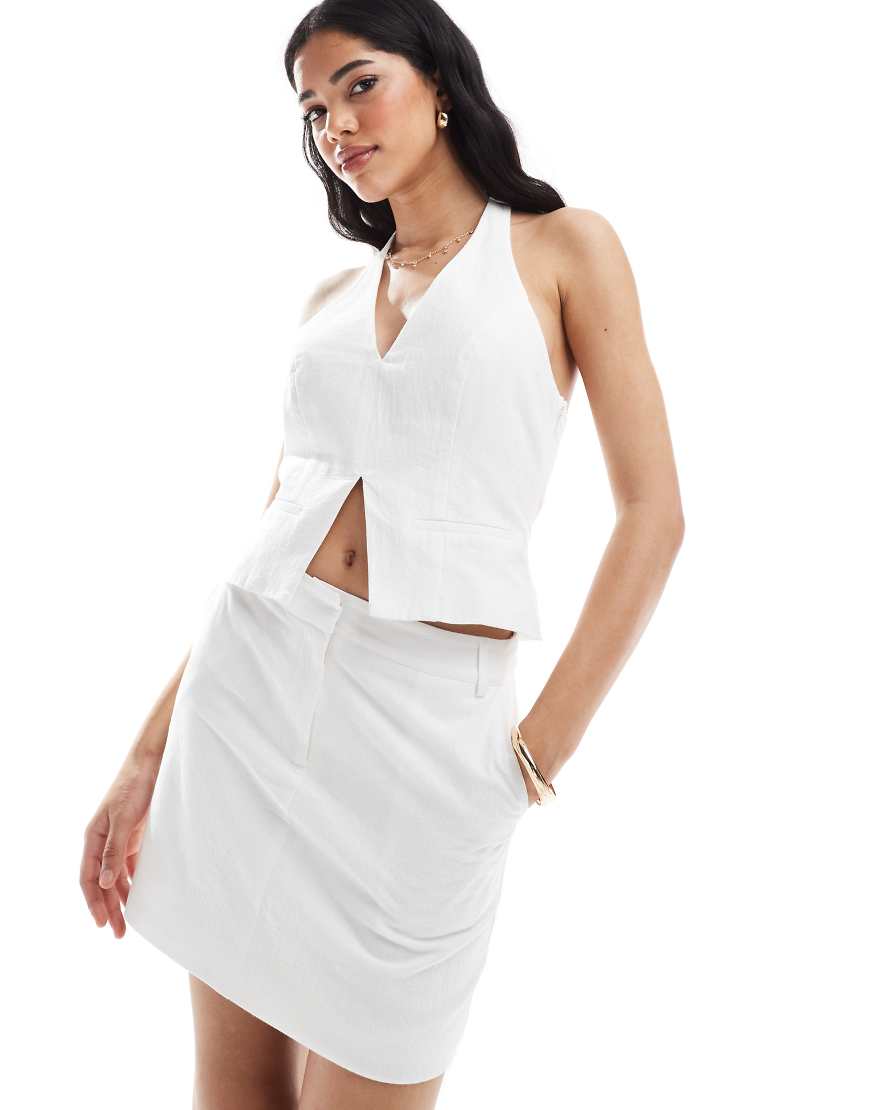 4th & Reckless - Baumwoll-Minirock in Weiß mit Leinenoptik, Kombiteil von 4th & Reckless