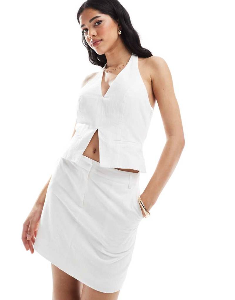 4th & Reckless - Baumwoll-Minirock in Weiß mit Leinenoptik, Kombiteil von 4th & Reckless