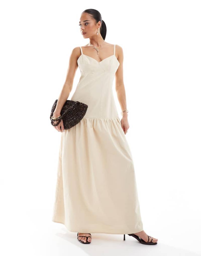 4th & Reckless - Camisole-Maxikleid aus Leinen-Mix in Buttercreme mit tiefer Taille-Weiß von 4th & Reckless