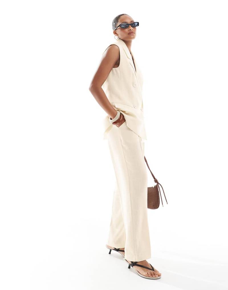 4th & Reckless - Elegante Hose in Buttercremegelb mit weitem Bein und Boxershorts-Bund, Kombiteil von 4th & Reckless