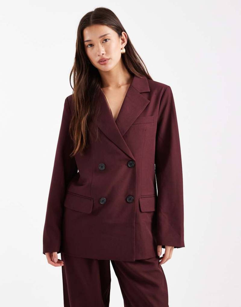4th & Reckless - Eleganter, zweireihiger Blazer in Burgunderrot, Kombiteil von 4th & Reckless