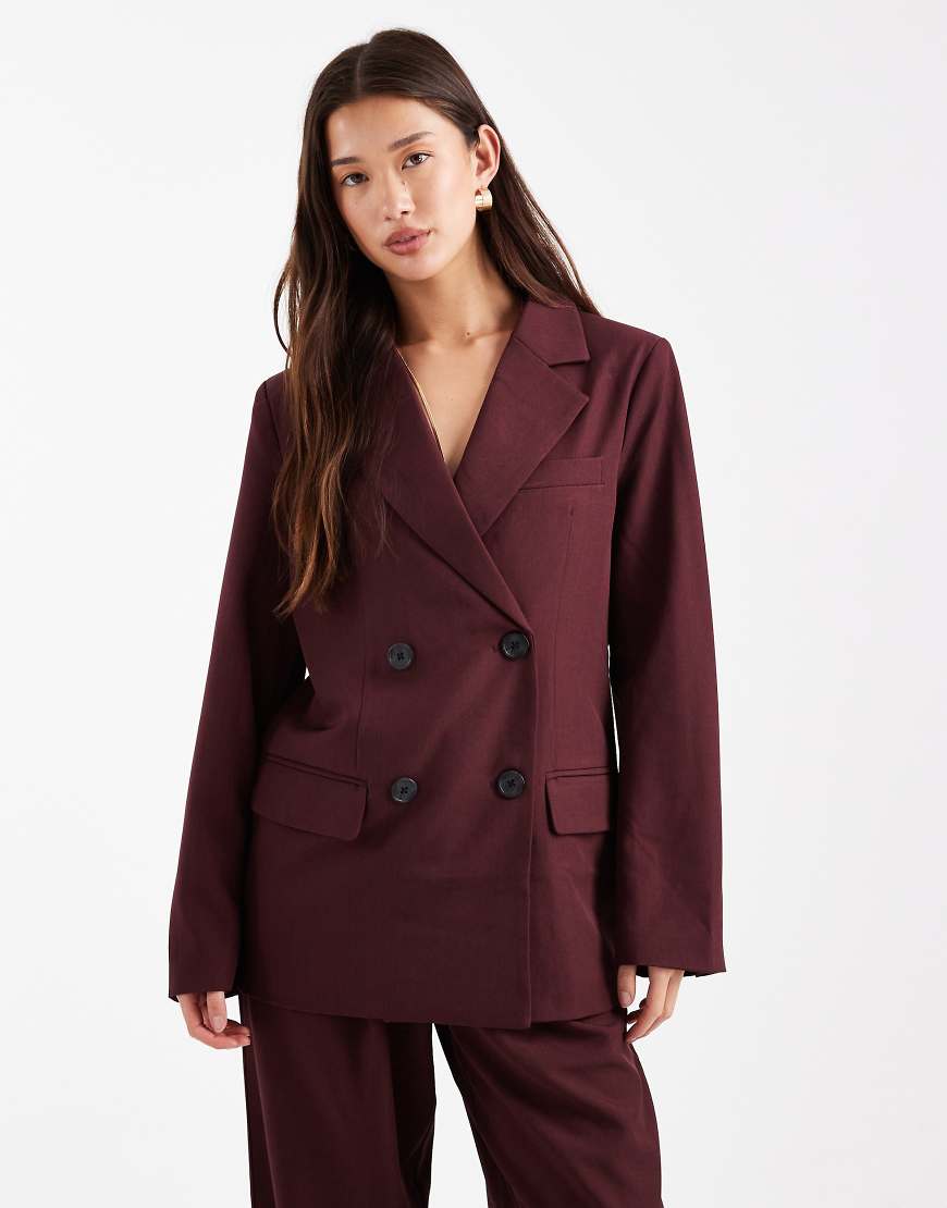 4th & Reckless - Eleganter, zweireihiger Blazer in Burgunderrot, Kombiteil von 4th & Reckless