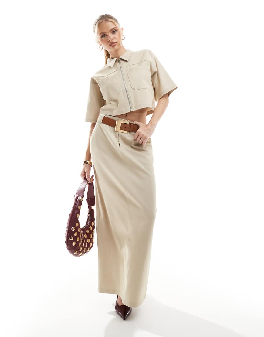 4th & Reckless - Eleganter Maxirock in Beige mit geradem Schnitt, Kombiteil-Neutral von 4th & Reckless