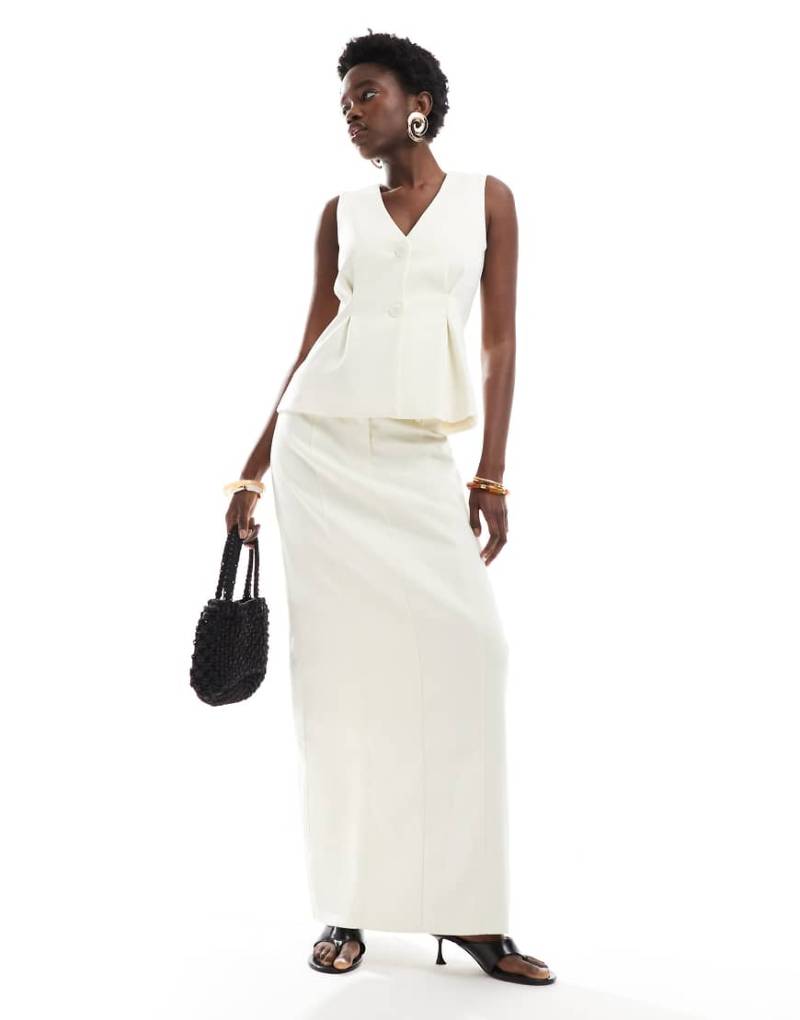 4th & Reckless - Eleganter Maxirock in Creme mit Nahtdetails, Kombiteil-Weiß von 4th & Reckless