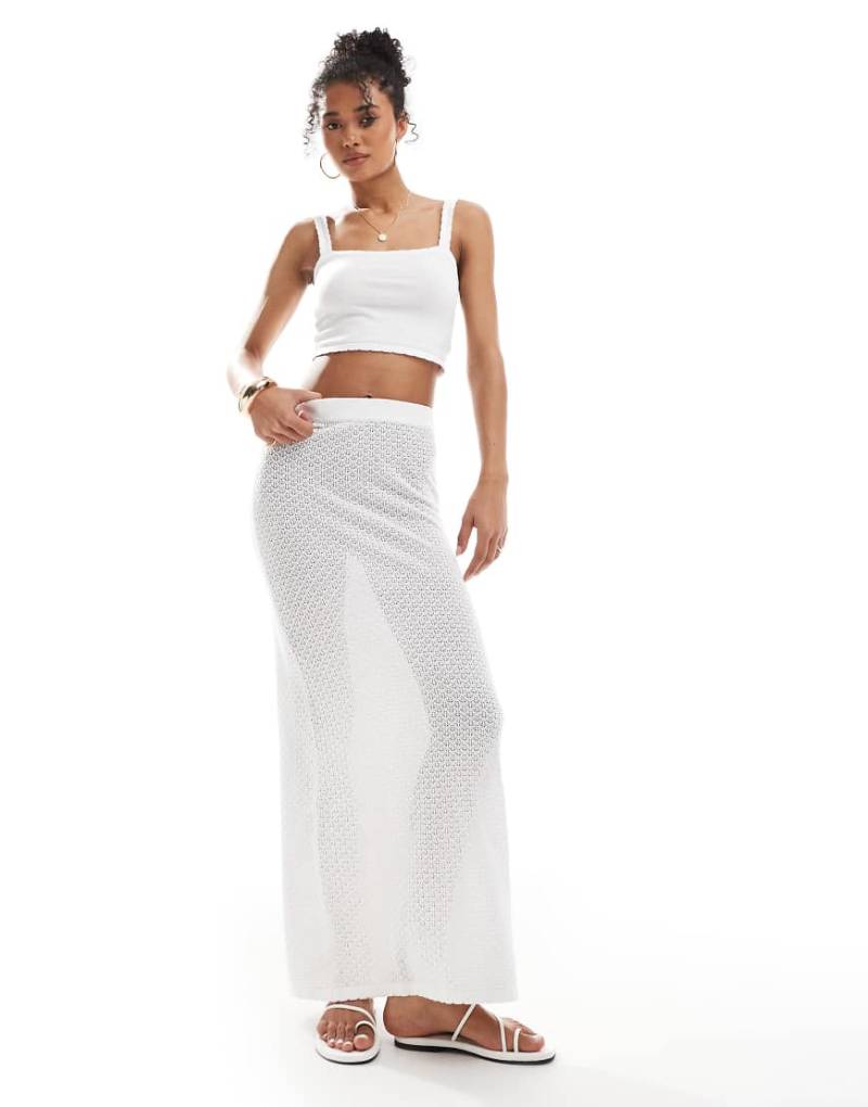 4th & Reckless - Gehäkelter Maxi-Strandrock in Weiß, Kombiteil von 4th & Reckless