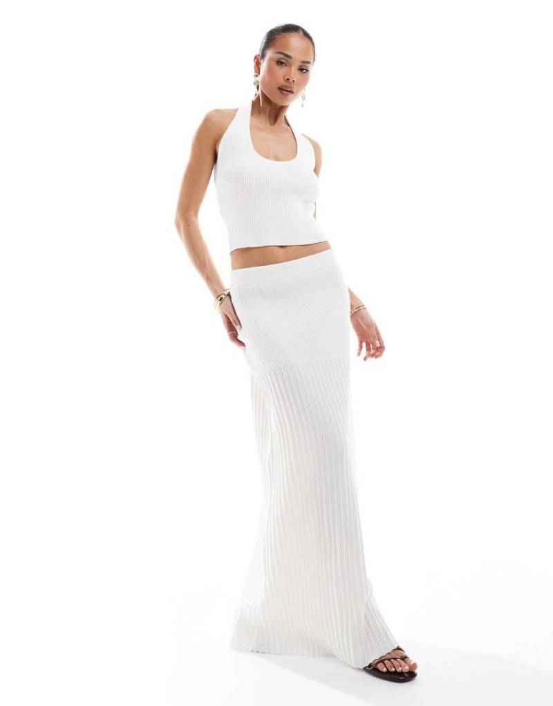 4th & Reckless - Gestricktes Neckholder-Oberteil in Weiß mit tiefem Rückenausschnitt, Kombiteil von 4th & Reckless