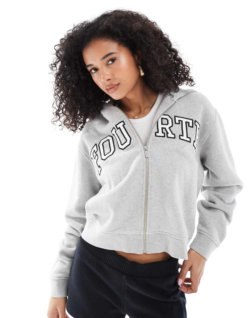 4th & Reckless - Kapuzenjacke in Grau mit Logostickerei 4th & Reckless - Kapuzenjacke in Grau mit Logostickerei von 4th & Reckless