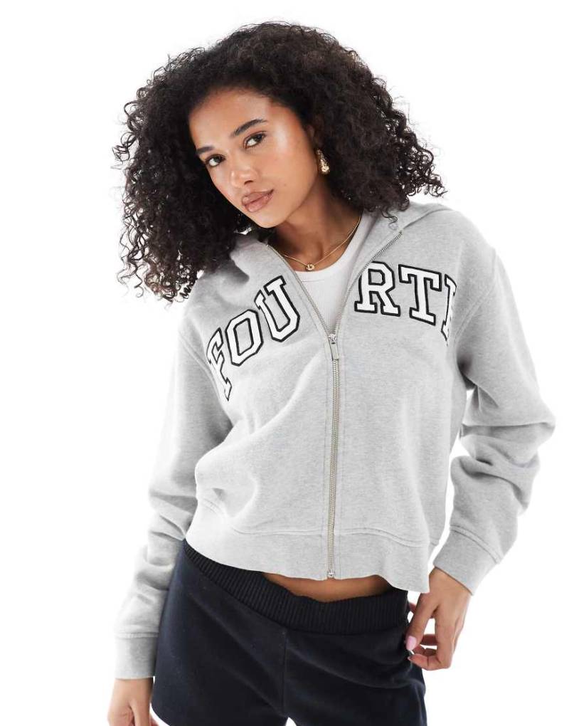 4th & Reckless - Kapuzenjacke in Grau mit Logostickerei von 4th & Reckless