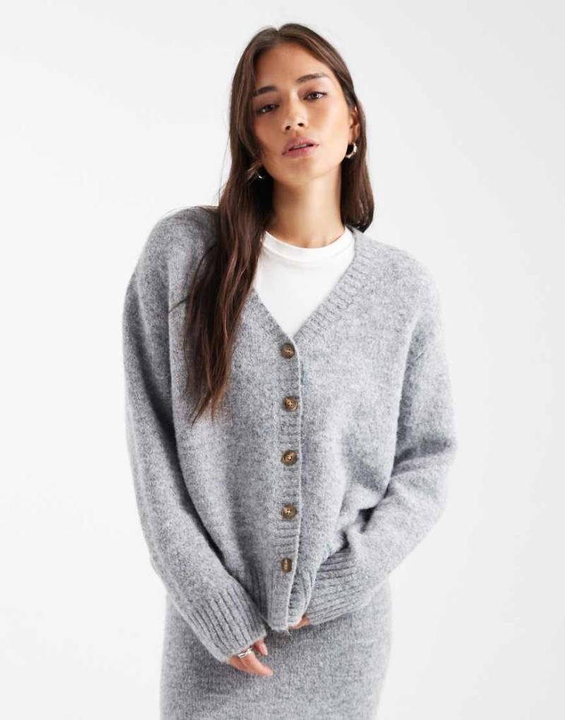 4th & Reckless - Longline-Strickjacke in Grau mit Wolloptik und Tasche, Kombiteil von 4th & Reckless