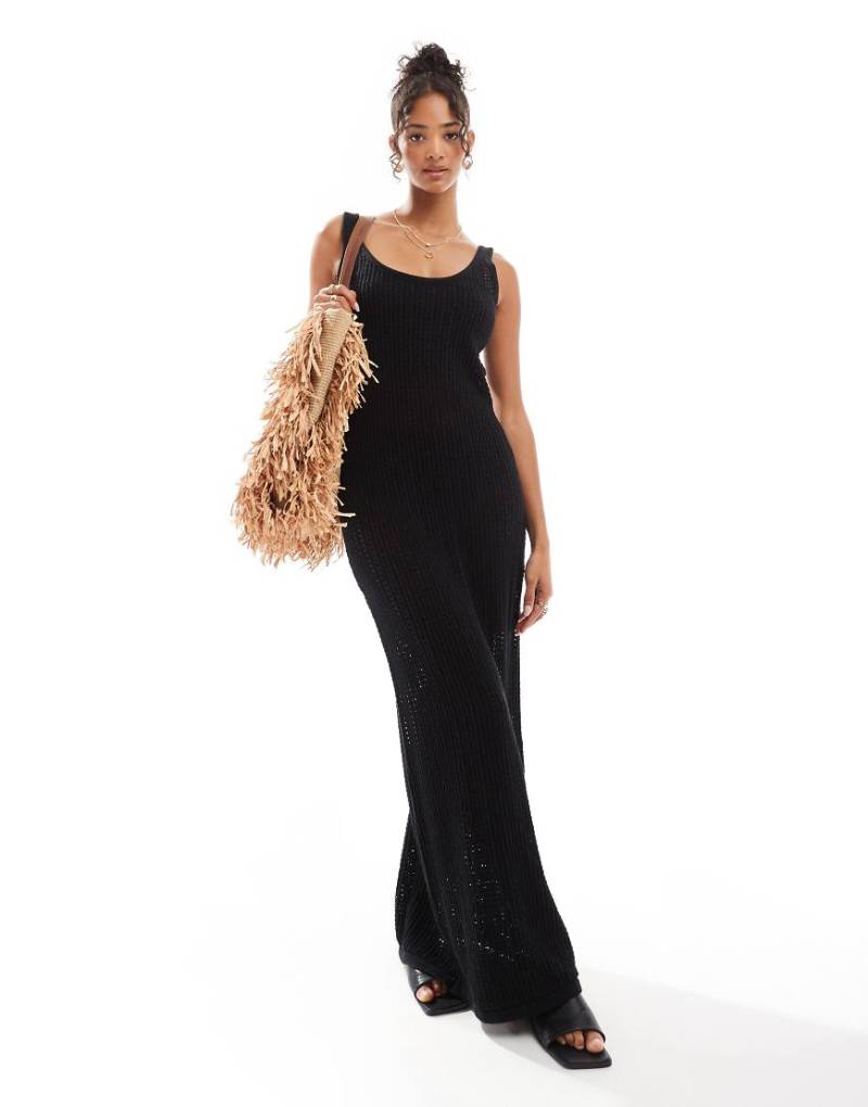 4th & Reckless - Maxi-Strandkleid aus strukturiertem Strick in Schwarz von 4th & Reckless