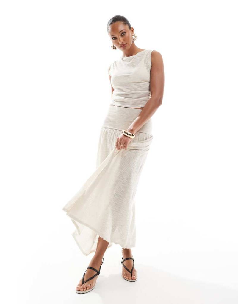 4th & Reckless - Maxi-Strickrock in Beige mit breitem Bund und tief angesetzter Taille, Kombiteil-Neutral von 4th & Reckless