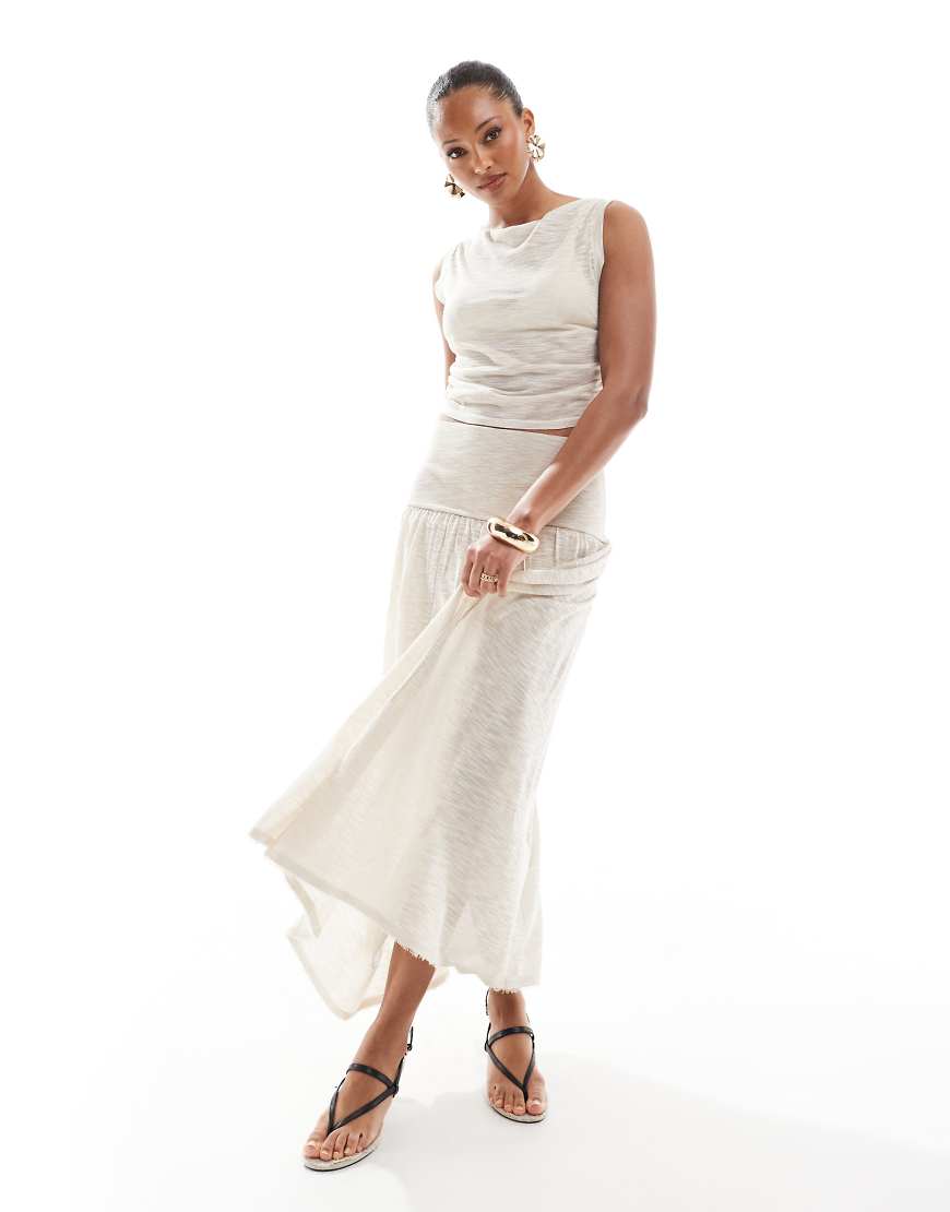 4th & Reckless - Maxi-Strickrock in Beige mit breitem Bund und tief angesetzter Taille, Kombiteil-Neutral von 4th & Reckless