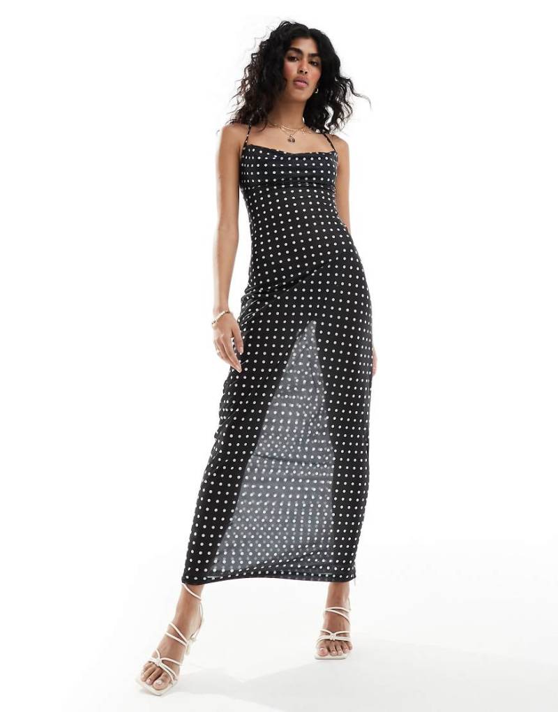 4th & Reckless - Milan - Strandkleid in Schwarz aus transparentem Netzstoff mit Polka-Dots von 4th & Reckless