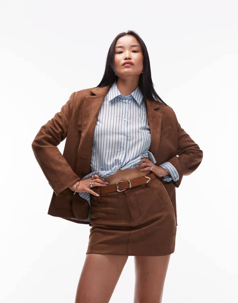 4th & Reckless - Minirock aus Wildlederimitat in Braun, Kombiteil-Brown von 4th & Reckless