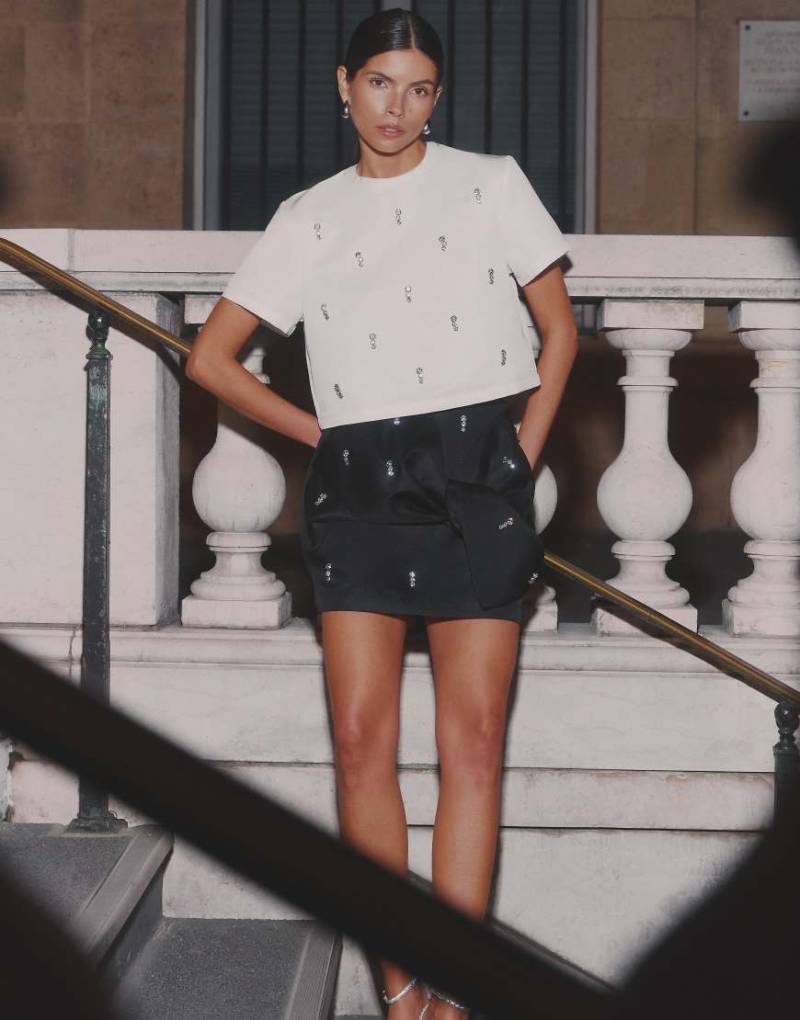 4th & Reckless - Minirock in Schwarz mit Zierschleifen, Kombiteil von 4th & Reckless