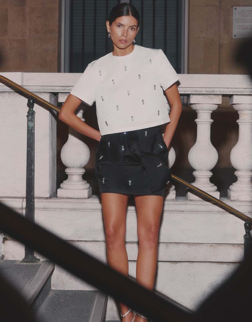 4th & Reckless - Minirock in Schwarz mit Zierschleifen, Kombiteil von 4th & Reckless