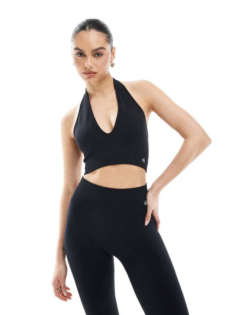 4th & Reckless - Nahtloser Sport-BH in Schwarz mit Neckholder, Kombiteil 4th & Reckless - Nahtloser Sport-BH in Schwarz mit Neckholder, Kombiteil von 4th & Reckless