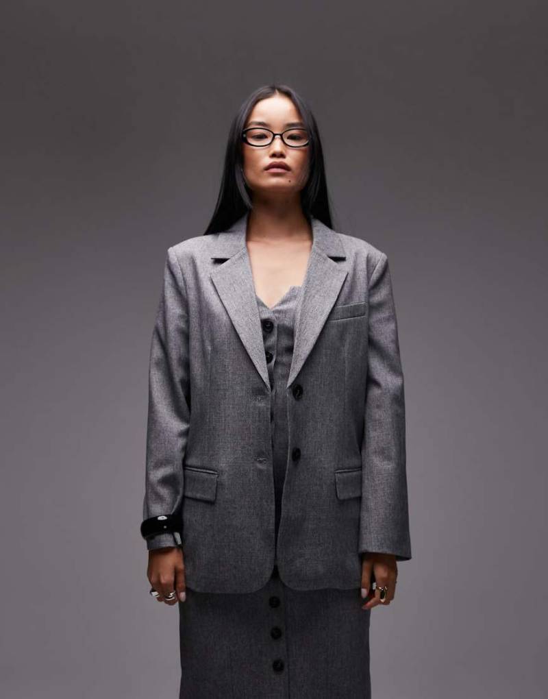 4th & Reckless - Oversize-Blazer in Grau mit maskulinem Schnitt und Tasche, Kombiteil von 4th & Reckless