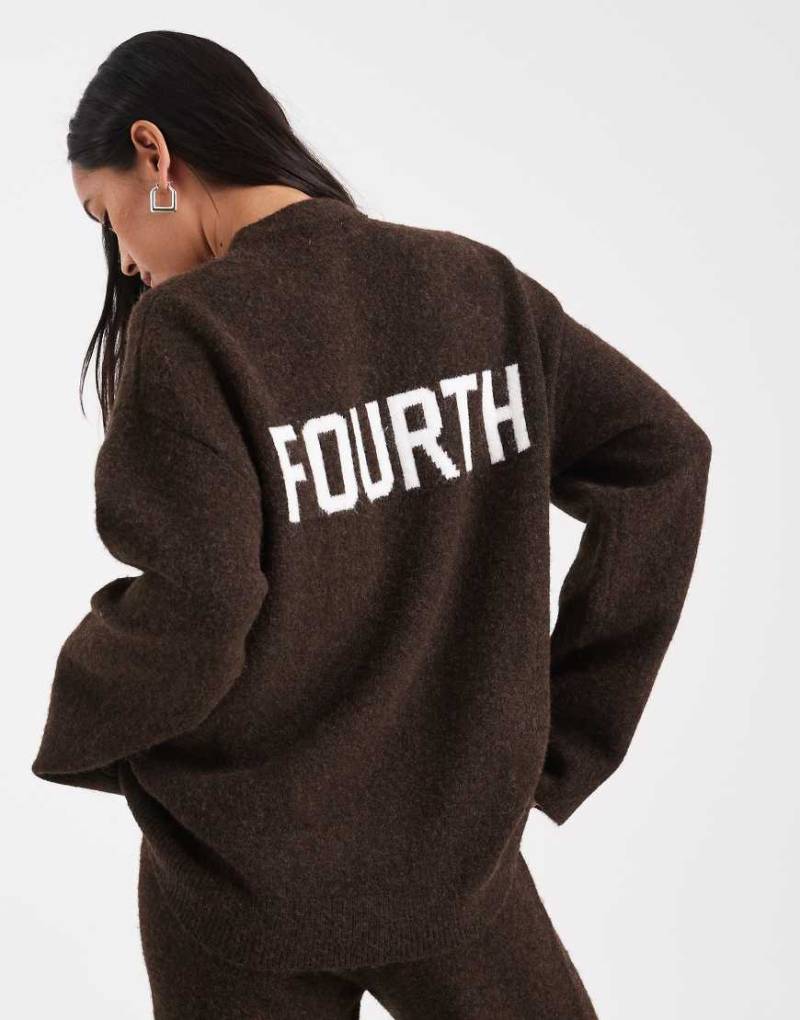 4th & Reckless - Oversize-Pullover mit Wollhaptik in Schokobraun mit Logo hinten, Kombiteil-Brown von 4th & Reckless