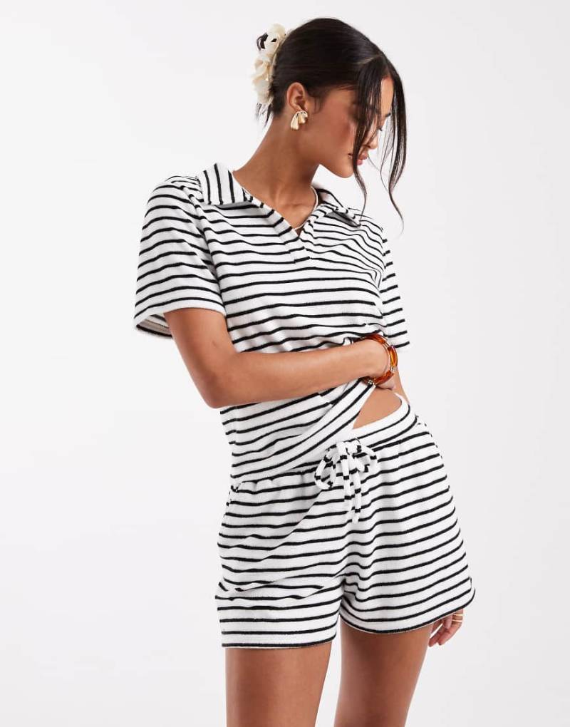 4th & Reckless - Schwarz-weiß gestreiftes Boxershorts aus Frottee, Kombiteil-Bunt von 4th & Reckless