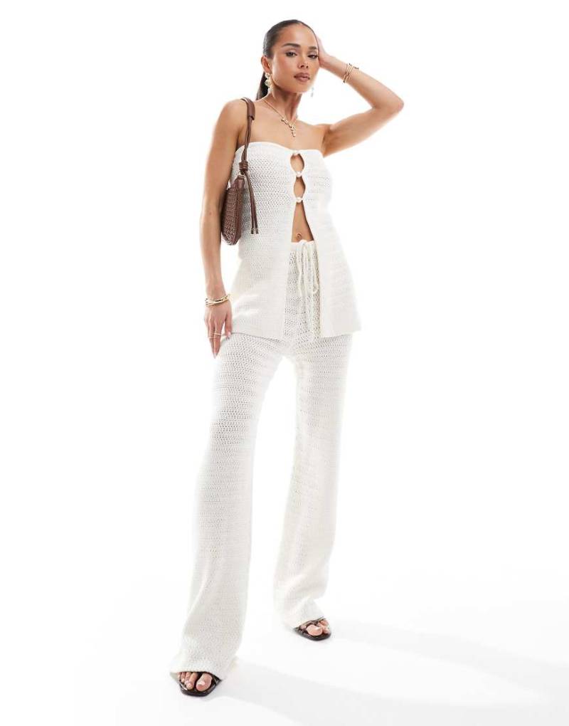 4th & Reckless - Strand-Hose aus Häkelstrick in Creme, Kombiteil-Weiß von 4th & Reckless