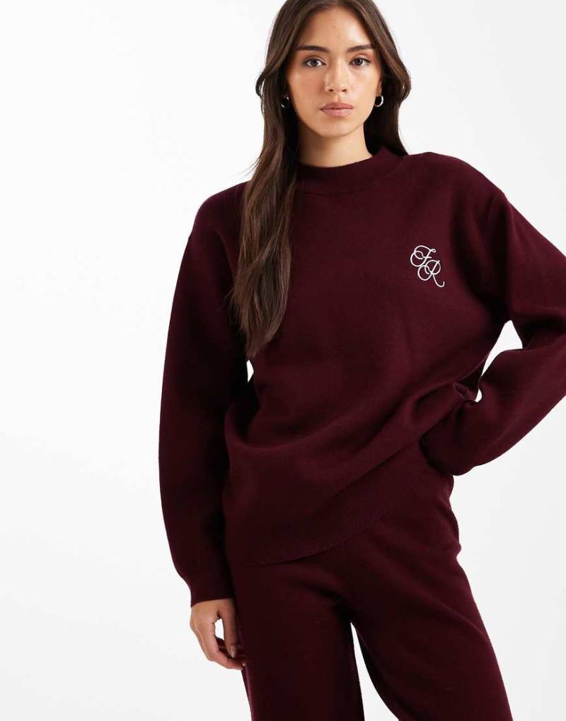 4th & Reckless - Strickpullover in Burgunderrot mit aufgesticktem Logodetail, Kombiteil von 4th & Reckless