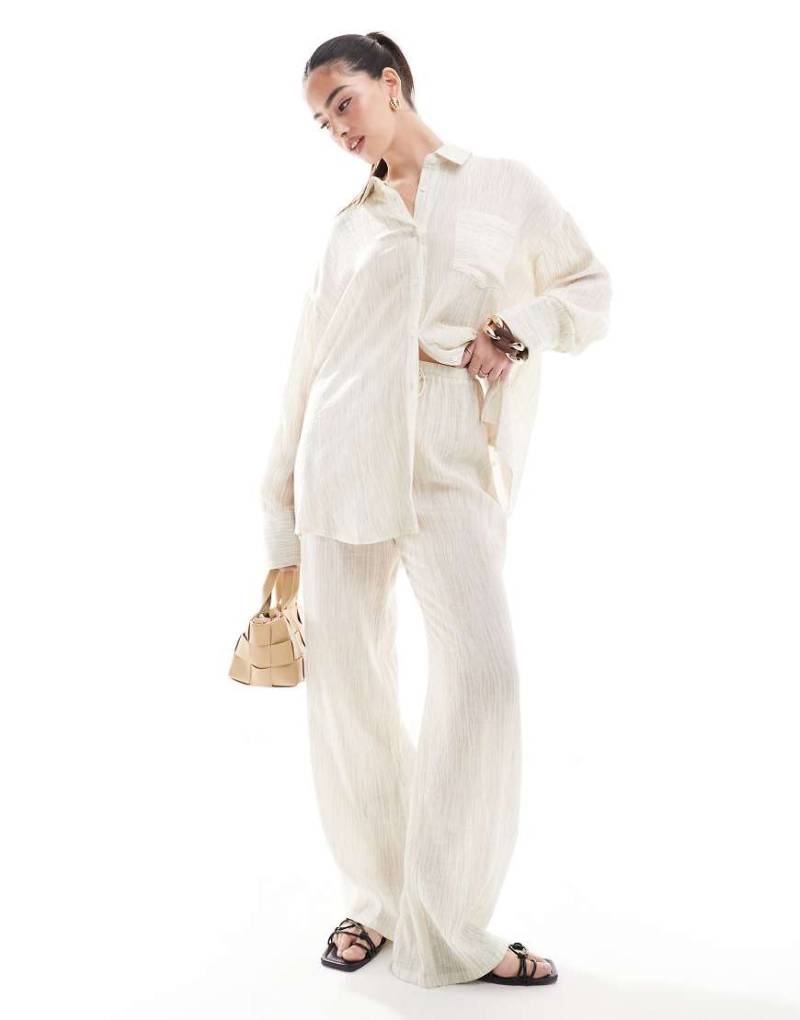 4th & Reckless - Strukturierte Strandhose in Beige mit hoher Taille, Kombiteil-Neutral von 4th & Reckless