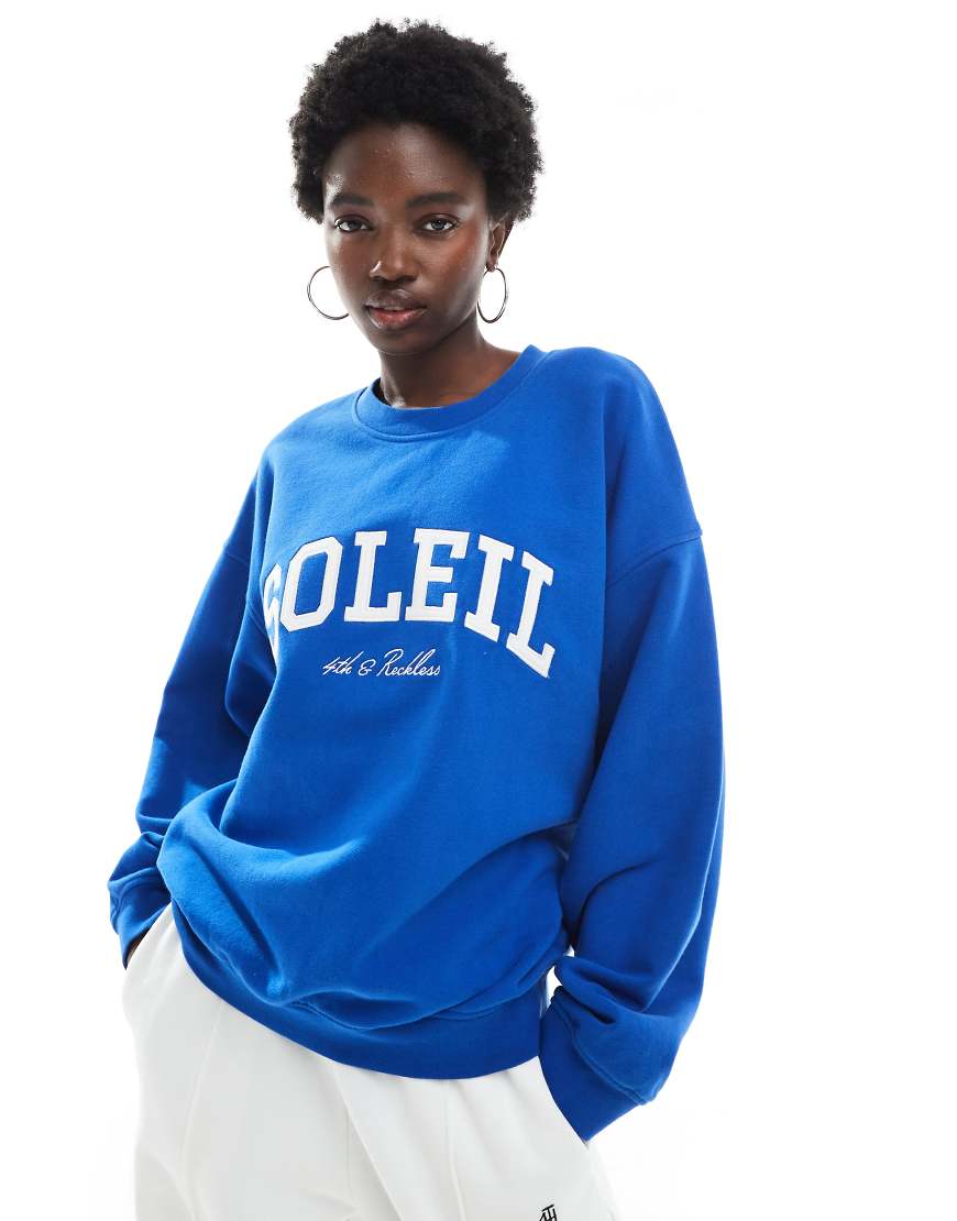 4th & Reckless - Sweatshirt in Kobaltblau mit „Soleil"-Logostickerei von 4th & Reckless
