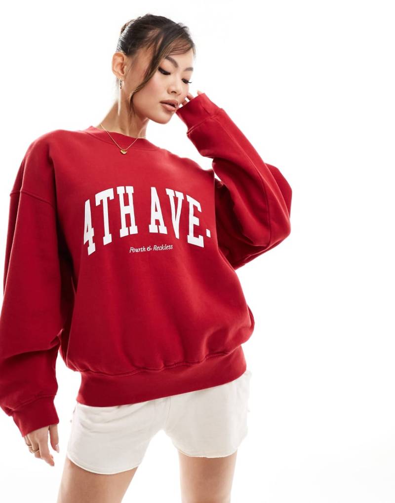 4th & Reckless - Sweatshirt in Rot mit Avenue-Logo von 4th & Reckless