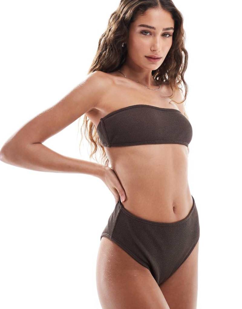 4th & Reckless - Gekräuseltes, trägerloses Bikinioberteil in Braun, Kombiteil von 4th & Reckless