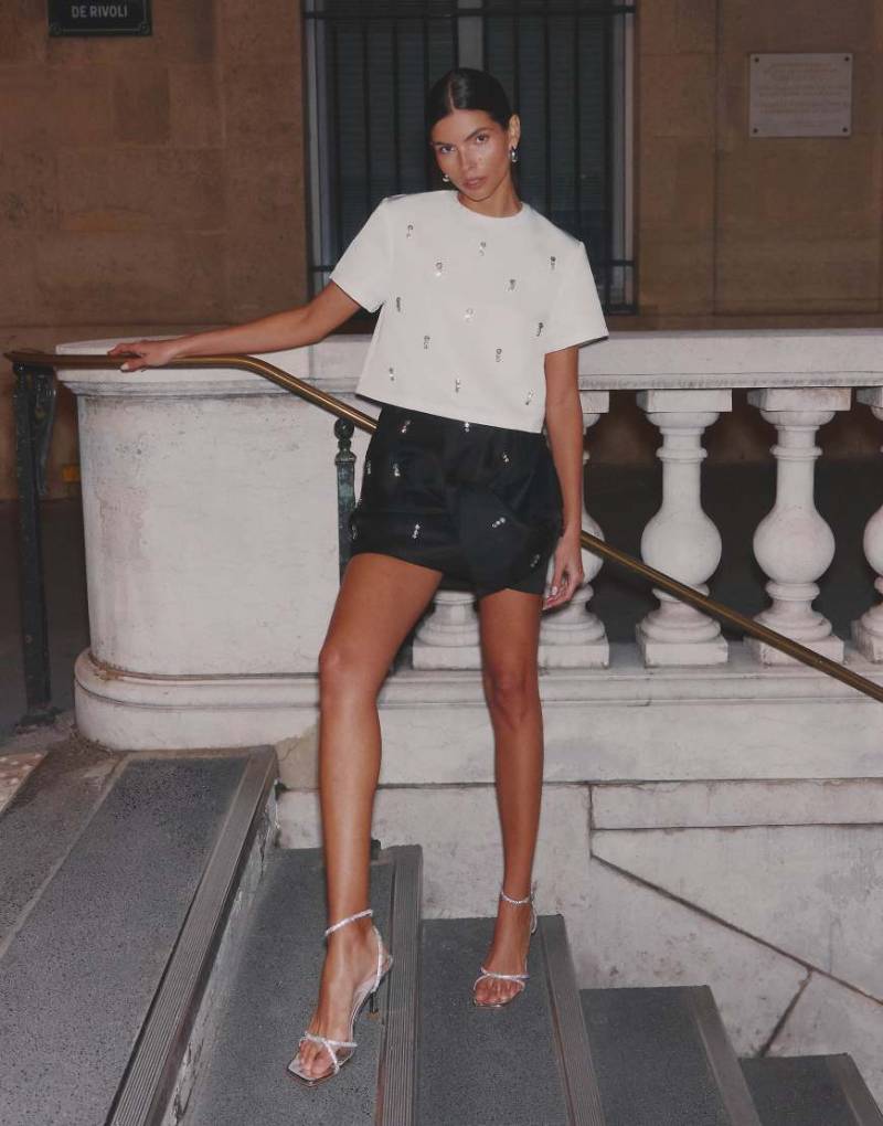 4th & Reckless - Verziertes Cropped-T-Shirt in Weiß, Kombiteil von 4th & Reckless