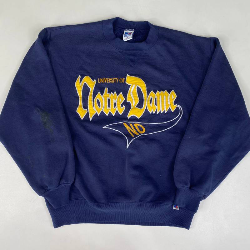 90Er University Of Notre Dame Fighting Irish Crewneck Pullover Herren Medium von 4thQuarterVintage