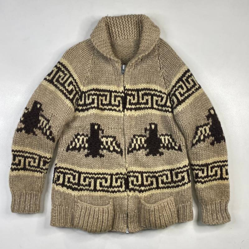 Vintage Handstrick 100% Wolle Cowichan Siwash Pullover Jacke Thunderbird | 1773 von 4thQuarterVintage