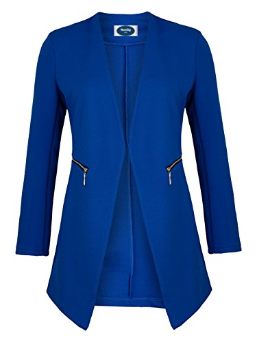 4tuality AO Long Blazer kragenlos mit Zipper Royalblau Gr. M von 4tuality