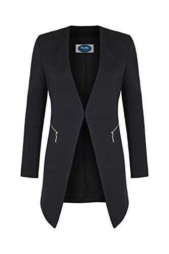 4tuality AO Long Blazer kragenlos mit Zipper schwarz Gr. L von 4tuality