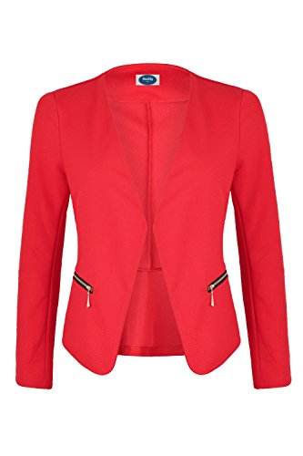 4tuality AO Blazer kragenlos mit Zipper rot Gr. XXXXL von 4tuality