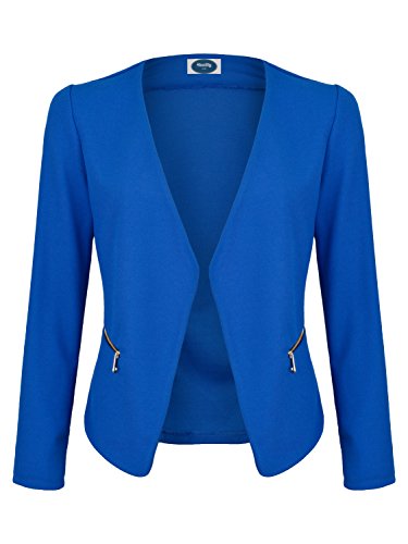 4tuality AO Blazer kragenlos mit Zipper royal blau Gr. XXXXL von 4tuality